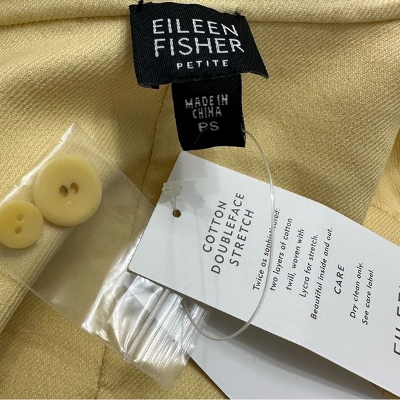 Eileen Fisher Double Breasted Jacket With Pockets Light Yellow Size PS NWT - Picture 3 of 8